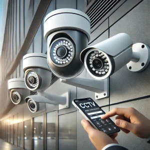 DALL·E-2025-04-13-20.11.22-A-very-modern-and-sleek-CCTV-surveillance-system-with-next-generation-security-cameras.-The-image-shows-minimalist-compact-dome-and-bullet-style-came
